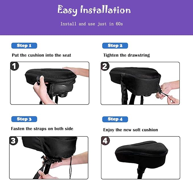 Kids Gel Bike Seat Cushion Cover for Boys & Girls, 9"x6" Breathable & Extra Soft Memory Foam Children Bicycle Saddle Pad with Water&Dust Resistant Cover