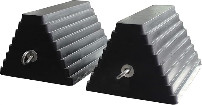 MaxxHaul 80681 Rubber Wheel Chocks – Heavy Duty, Oil-Resistant, Non-Slip with Steel Eyebolt – 2-Pack, 10” x 8” x 6” – for Trailers, Cars, RVs, Motorcycles