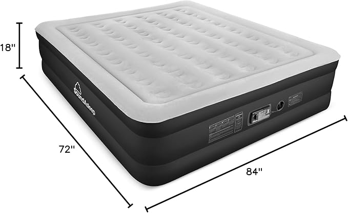SoundAsleep Products Dream Series Luxury Air Mattress, ComfortCoil Technology, Built-in High Capacity Pump for Home, Camping- Double Height, Adjustable, Inflatable Blow Up, Portable - King Size