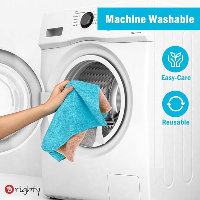 Orighty Microfiber Cleaning Cloth, 12 Pack Microfiber Towels for Cars, Highly Absorbent Car Cleaning Supplies, Lint Free Cloths Clean Rags for Car Care, House, Kitchen, 12x11 inch, Blue