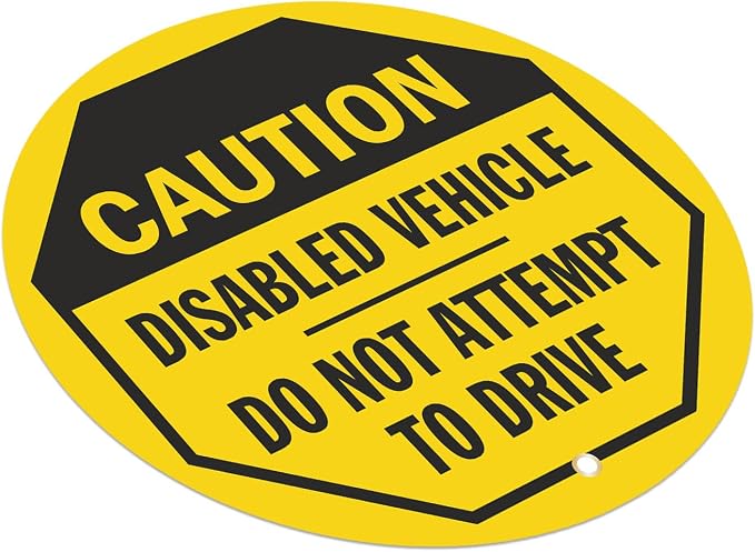 SmartSign Caution - Disabled Vehicle, Do Not Attempt to Drive Steering Wheel Lock Out Cover | 24" x 24", Made in USA
