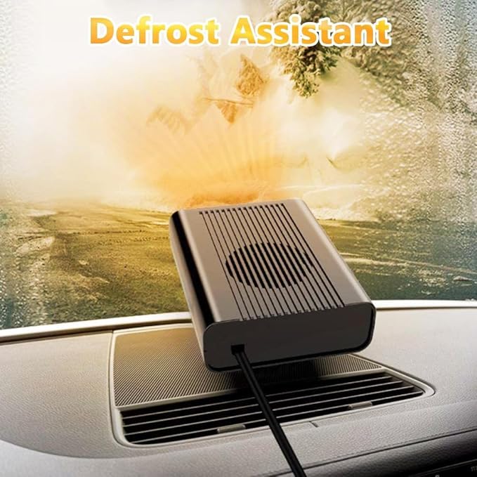 Car Heater, 12V Portable Auto Heater Fan Anti-Fog Car Defroster 2 in 1 Fast Cooling/Heating Cigarette Lighter Car Fan for Vehicles Quick Heating Air