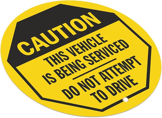SmartSign Caution - This Vehicle is Being Serviced, Do Not Attempt to Drive Steering Wheel Lock Out Cover | 20" x 20", Made in USA