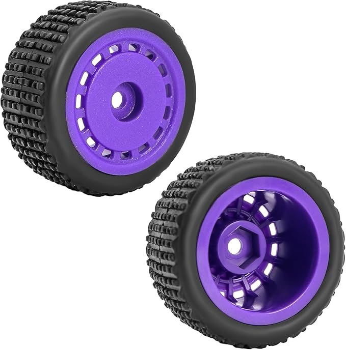 Pre-Mounted Pin Buggy Tires and Wheels Rims Hub Tires Set for 1/24 Losi Micro-B 1/28 Losi Micro-T Wltoys 244016 Upgrade Part (Purple Micro-T)