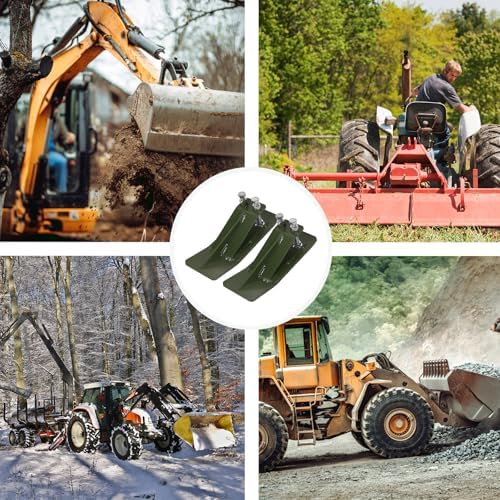 Doppy 2Pcs Tractor Bucket Protector, 3/8'' Thick Snow Skid Tamer, Double Hex Lock Nuts & Bolts Included for Snow Removal, Leaves, Gravel Spreading, Green