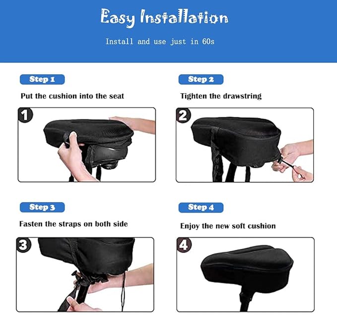 Kids Gel Bike Seat Cushion Cover for Boys & Girls, 9"x6" Breathable & Extra Soft Memory Foam Children Bicycle Saddle Pad with Water&Dust Resistant Cover