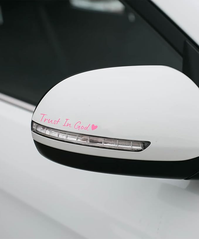 SCUARI 4PCS Car Stickers,Cars Decals,Car Accessories Trust in God Rearview Mirror Sticker,Auto Stickers and Decals,Auto Decals for Women,Trust in God Mirror Decals,Suitable for Motorcycle (Pink)