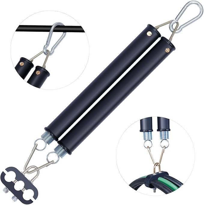 CheeMuii 20" Double Tender Spring Kit Heavy Duty ABS Air Line Hose Tracker Tender Kit with 3 Hose Holders for Semi Truck Trailer Tractor