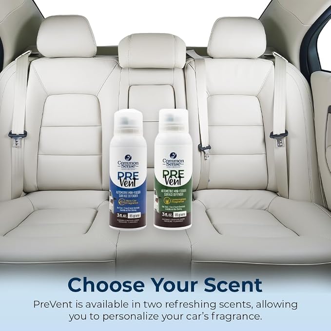PreVent Car Fogger Deodorizing Air Refresher by Smart Common Sense, Long-Lasting Odor Control Spray for Vehicles, Lemongrass Fragrance, 3 fl. Oz 5-Pack