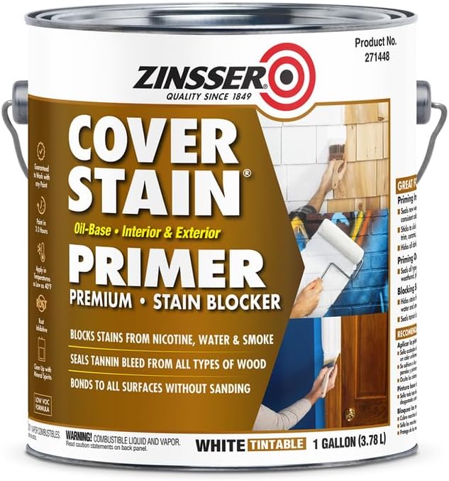 Zinsser 4-Pack of 1 gal 271448 White Cover-Stain Oil-Based Stain Block Primer (SCAQMD)