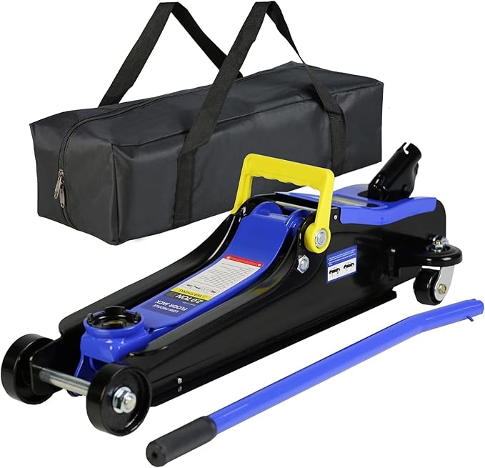 4 Piece Car Truck Floor Jack Service, Hydraulic Trolley Floor Jack & Jack Stands & Tire Repair Kit for Garage Repair Shop DIY, Lifting Range 3.3"-15.2", Steel Car Jack 2 Ton/4000 LBS Capacity