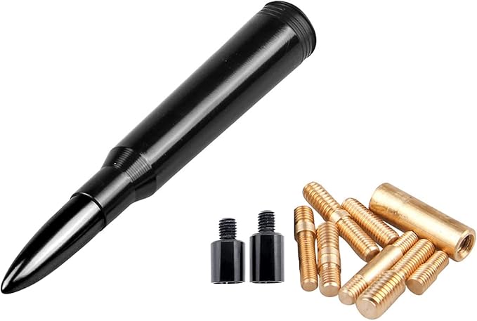 Ajxn 1 PC Car Truck Bullet Antenna, Auto Antenna Mast, Suitable for GM Chevy Silverado 1500 2500 3500 HD Avalanche GMC Sierra 1500 2500 3500 Denali Heavy Duty Pickup Trucks Accessories (Splice Black)
