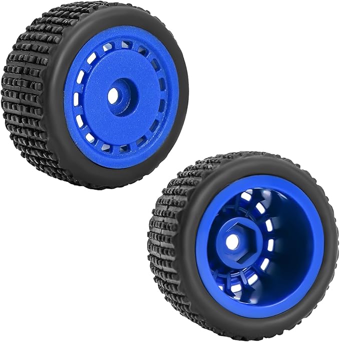 Pre-Mounted Pin Buggy Tires and Wheels Rims Hub Tires Set for 1/24 Losi Micro-B 1/28 Losi Micro-T Wltoys 244016 Upgrade Part (Blue Micro-T)