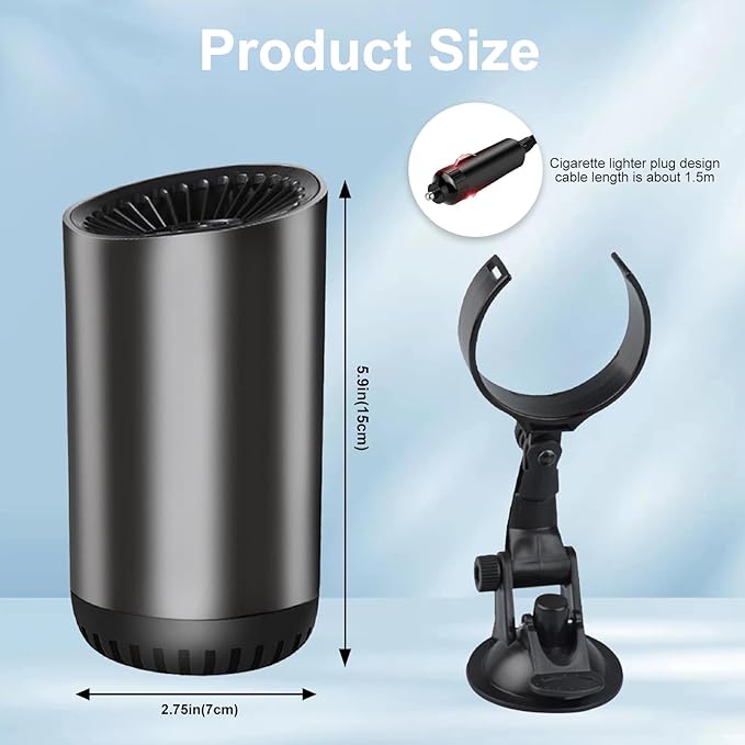 Car Heater, Portable Car Heater 12V 150W Plug-in Cigarette Lighter Car Heaters, 2 in 1 Heating & Cooling, Car Windshield Defroster Demister with Brackets, Fast Heating Defogger