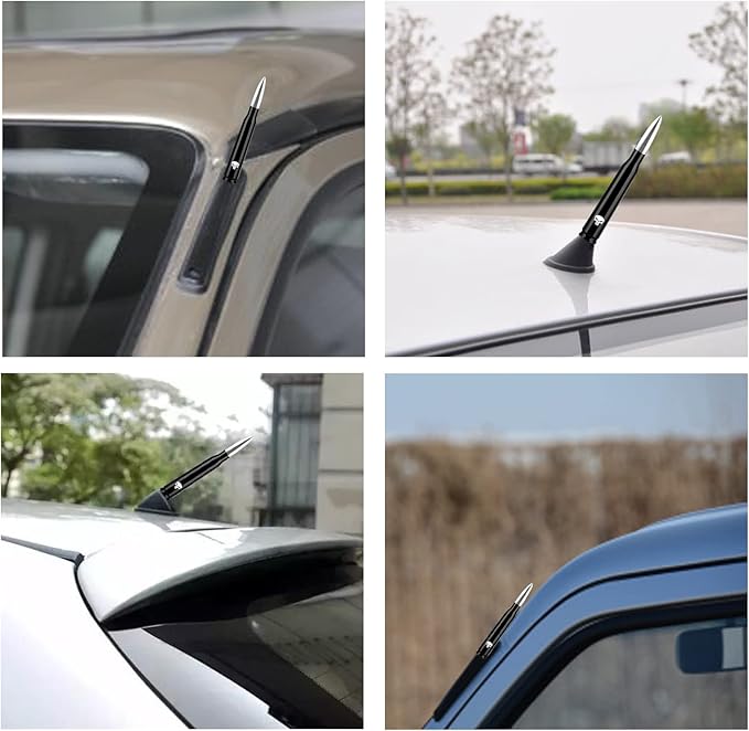 Ajxn 1 PC Car Truck Bullet Antenna, Auto Antenna Mast, Suitable for GM Chevy Silverado 1500 2500 3500 HD Avalanche GMC Sierra 1500 2500 3500 Denali Heavy Duty Pickup Trucks Accessories (Silver #1)