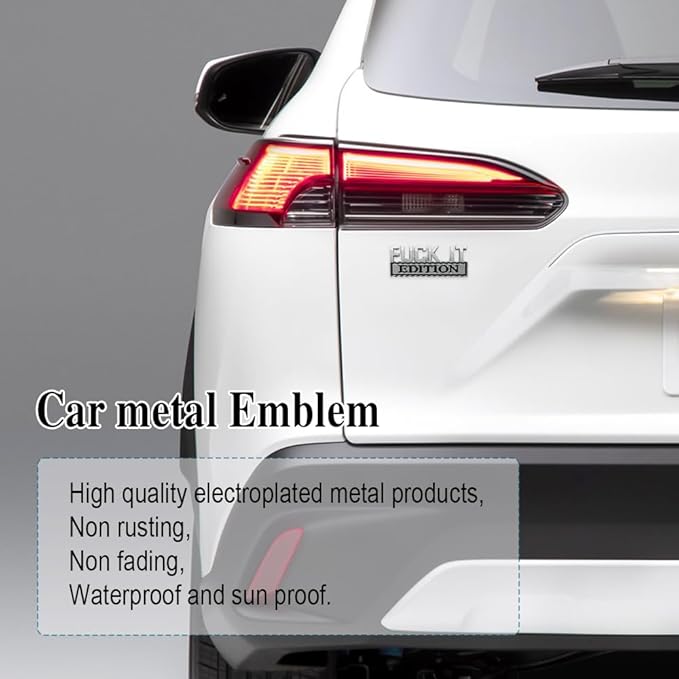 Fuck IT Edition Emblem, Car Exterior Emblems Badge 3D Sticker Decal, Fuck-IT Edition Emblem 3D Fender Badge Decal, 3D Fender Badge Decal Car Truck Replacement, Fit for All Cars (Sliver Black 1)