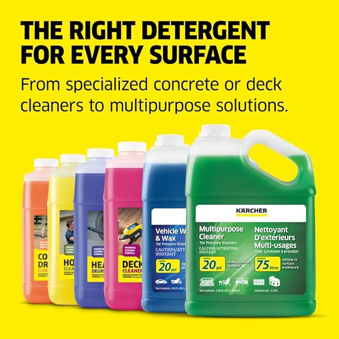 Kärcher Concrete & Driveway Cleaner, Cleans Concrete, Brick, Mansory, and Stone Areas, Highly Concentrated, Makes up to 40 gal of Cleaner, Readily Biodegradable, For Pressure Washers