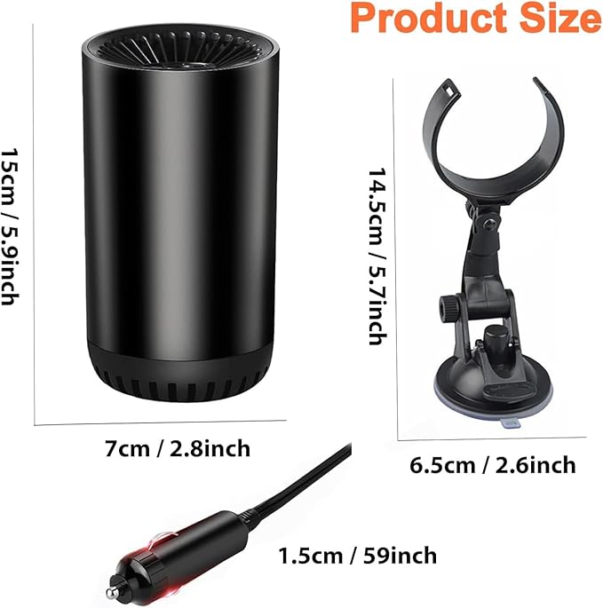 Car Heater,12V 120W Portable Car Heater for Cigarette Lighter Socket,Defroster for Car Windshield,2-in-1 Heating & Cooling Rapid Defrosting and Demisting Device with Suction Holder