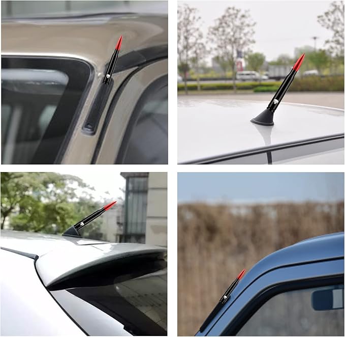 Ajxn 1 PC Car Truck Bullet Antenna, Auto Antenna Mast, Suitable for GM Chevy Silverado 1500 2500 3500 HD Avalanche GMC Sierra 1500 2500 3500 Denali Heavy Duty Pickup Trucks Accessories (Red #1)