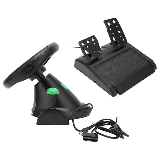 EBTOOLS PC Racing Wheel, 180 Degree Rotation Car Race Steering Driving Wheel with Pedal, Applicable for 360, for, for, PC
