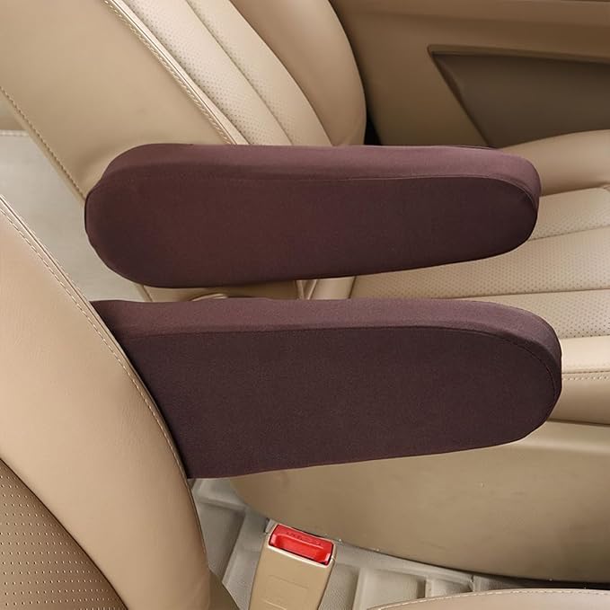 AUCELI 2 Pcs Car Front Seat Armrest Covers, Cloth Fabric Armrest Protectors, Direct Replacement Center Console Lid Armrest Cover Skin, Universal Accessories for Car, SUV, Truck and Van