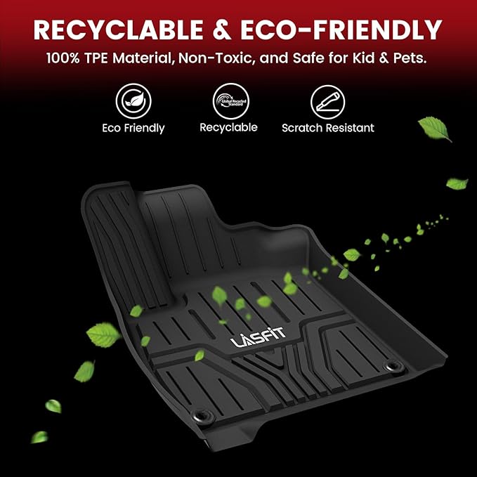 LASFIT Floor Mats & Trunk Mat for Honda CR-V 2017-2022 Gas Only (Upper Position), All Weather Protection TPE Floor Liners 1st & 2nd Row & Cargo Mat Full Set, Black