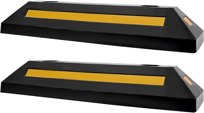 VEVOR Parking Stopper, 21.6 Inch 2 Pcs Heavy Duty Parking Aid for Garage, Rubber Curb Garage Floor Stopper with Reflective Strips, Aid Gadgets for Cars Vans Trucks Tire Wheel Guide Block Stops Bumpers