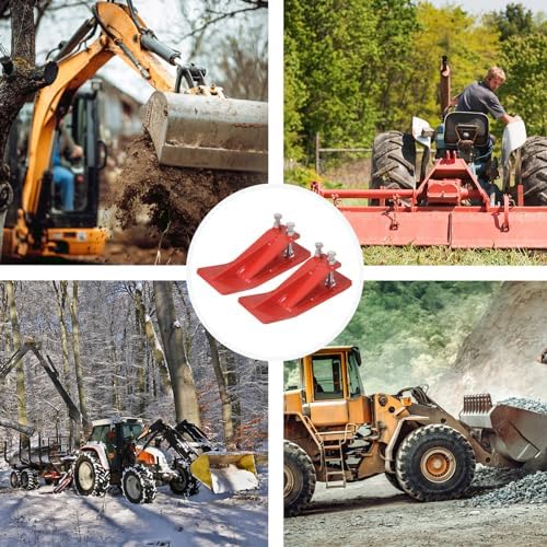 Doppy 2Pcs Tractor Bucket Edge Protector, 3/8'' Thick Snow Skid Tamer, Double Hex Lock Nuts & Bolts Included for Snow Removal, Leaves, Gravel Spreading,Red