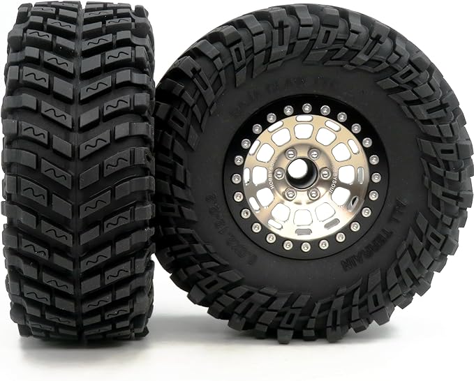 HOBBYSOUL -10mm Negative Offset 2.2 Beadlock Wheels and Tires, 5.0'' Tall tyre & 40mm Wide Rims for RC Mud Crawler All Terrain TRX4 Gen8 Capra Wraith Upgrades,HS701094