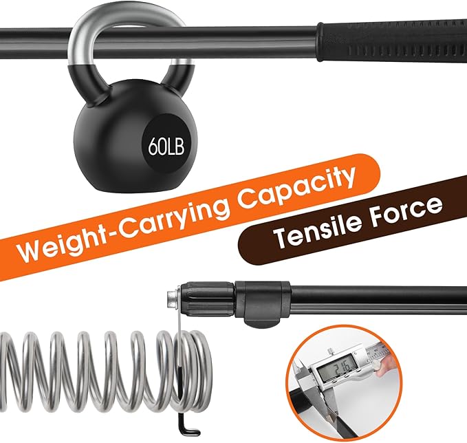 Kojcijs Magnetically Mounted 6.3 Ft Truck Cargo Grabber Reach Retriever Tool with Two Hooks, Pickup Truck Bed Heavy Duty Truck Accessories Telescoping Pole