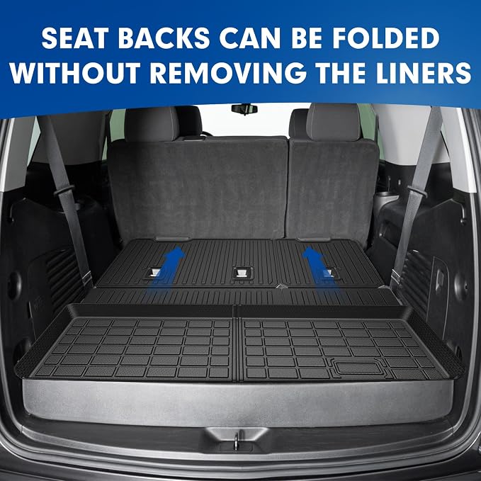 Mixsuper Cargo Liner for Chevy Tahoe 2015-2020, Cargo Mat Backrest Mat for Tahoe, All Weather Trunk Mat Backrest Mat TPE Back Seat Cover Protector for Tahoe Accessories