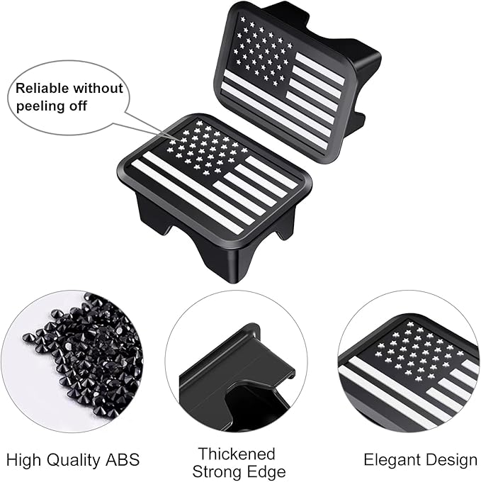 EGOVO Bed Rail Stake Pocket Covers Compatible with 2019-2026 Dodge Ram 1500 2500, Rear Truck Tonneau Stake Hole Caps Plugs, Weatherproof Snow & Rust Protection Accessories - 2PCS Black & White Flag