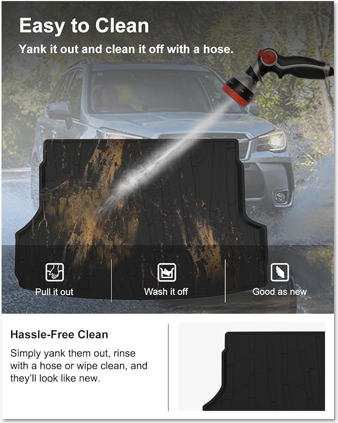 KIWI MASTER Cargo Mat for 2019-2026 Subaru Forester (Non-Hybrid), OEM Replacement J501SSJ300, All Weather Car Rear Trunk Mat, Custom Fit TPE Tray Liner, Black