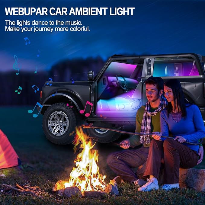 Dreamcolor Acrylic Interior Car Light 10 in 1 Automotive Ambient Light Kits with APP Control 16 Million Color 175 inches Fiber Optic Car LED Strip Light, RGB Music Sync Sound Activated Neon Light Kits
