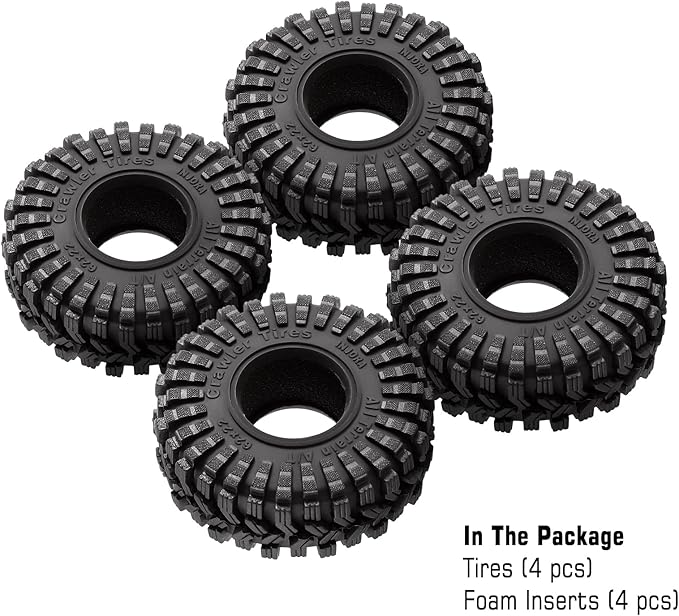 INJORA 1.0 Tires All Terrain S5 Super Soft Sticky Tires for 1/18 TRX4M 1/24 RC Crawler Axial SCX24 FMS FCX24 Enduro24 Upgarde (T1014)