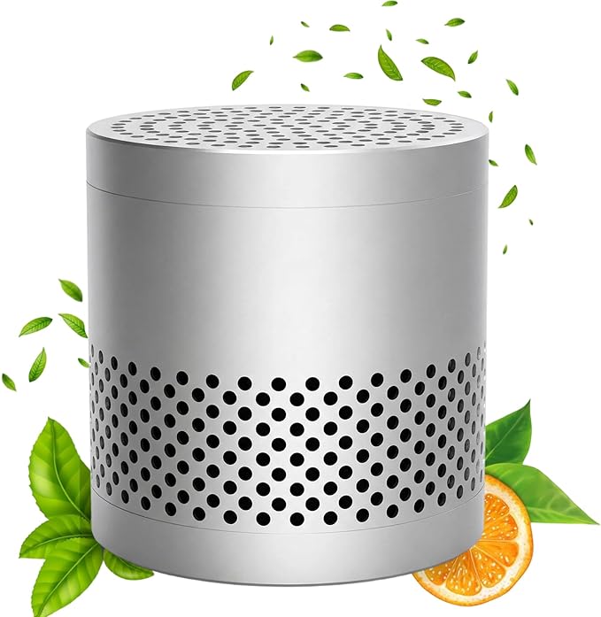 Fridge Deodorizer Odor Eliminator – Reusable Refrigerator Freshener, 10-Year Catalytic Air Purifier for Freezer Closet, Outperforms Baking Soda & Charcoal (Silver, 2.79 inches)