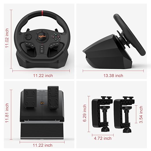 Racing Steering Wheel for PC - PXN-V900 270°/900° Rotation Gaming Steering Wheel with Pedals