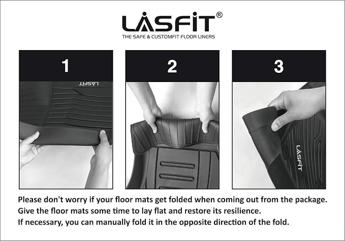 LASFIT Floor Mats for Jeep Grand Cherokee 2013-2015, for Dodge Durango 2013-2015 (Not for 6-seat), All Weather TPE Custom Fit Car Mats Floor Liners 1st & 2nd Row, Black