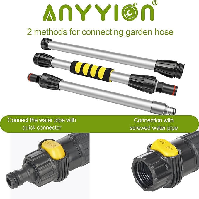 Anyyion 49inch Car Wash Brush with 10 Inch Soft Bristle, On/Off Switch for Car Truck Boat Washing Brush, Perfect for Cleaning House Siding, Auto Cars, Trucks, SUV, RV, Floors and More!