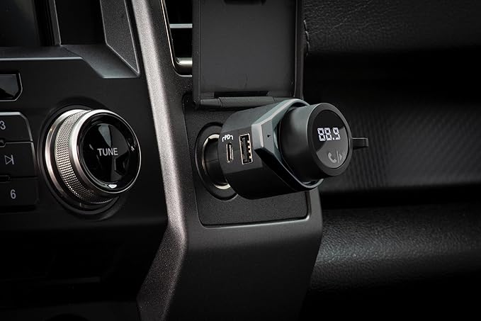 Scosche FM Bluetooth Radio Transmitter for Car, Hands-Free Kit with Dual USB Charging Ports, 12W USB-A + 20W Fast Type-C Car Charger, Wireless Adapter for Calls, Siri and Google Assistant