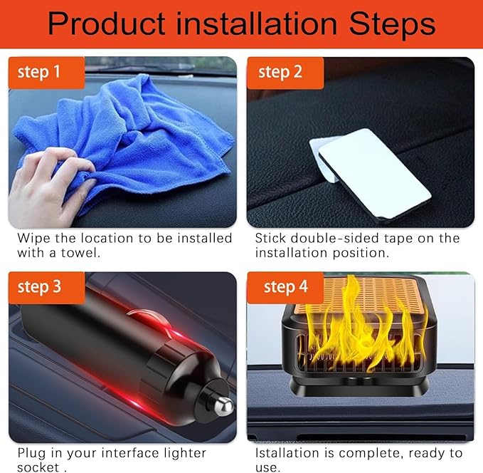 Car Heater for Vehicle,12V 200W Portable Car Heater that Plugs into Cigarette Lighter,Defroster for Car Windshield,2 in 1 Heating & Cooling Fans,Defrost Defogger,Car Plug in Space Heaters for Car