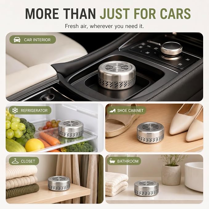 Car Odor Eliminator Lasts 10 Years, Nano Catalyst Deodorizer Removes Smoke, VOCs, Fragrance-Free, for Fridges, RVs, Closets & Bathrooms, Better Than Charcoal, Baking Soda & Air Fresheners