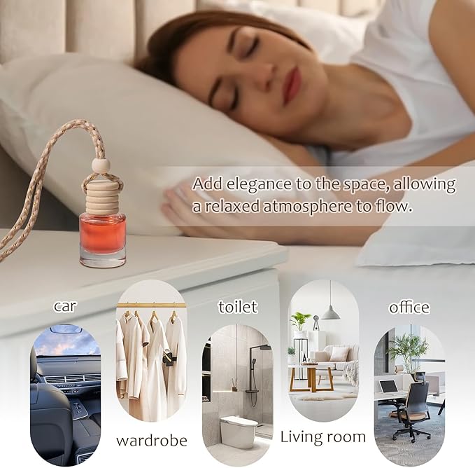 Hanging Car Air Freshener Diffuser, 60Pcs 8ml Empty Glass Essential Pendant Bottles, Automotive Oil Aromatherapy Fragrance Perfume jars