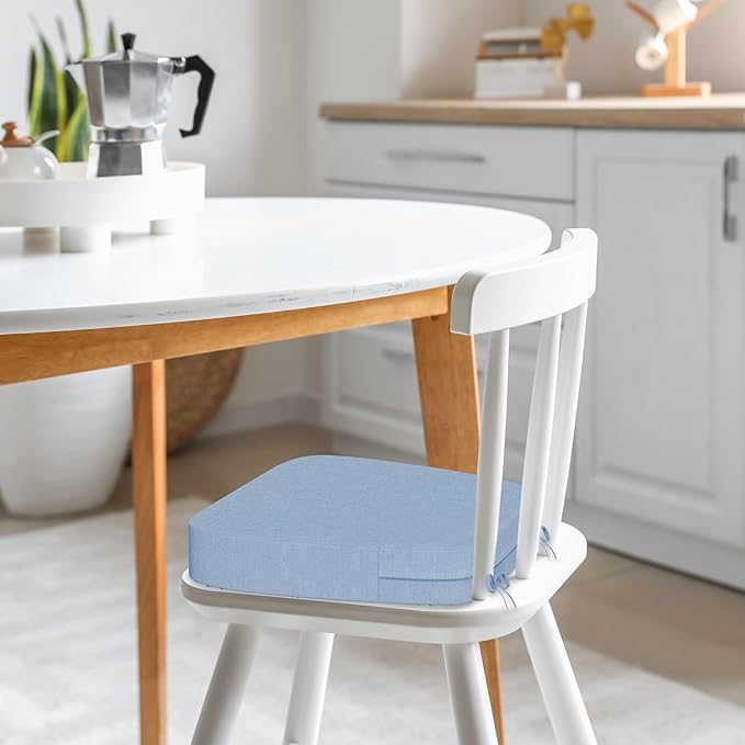 17'' x 16'' x 2.5"Thick Chair Cushions for Dining Chairs, 6 Pack WaterProof Easy Clean Kitchen Chair Pads with Ties and Non-Slip Backing - 30D High Elastic Foam Soft Kitchen Chair Cushions