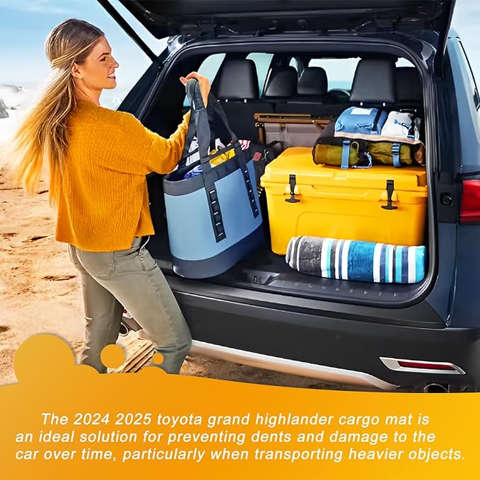 AOMSAZTO Cargo Mat Compatible with 2024 2025 2026 Toyota Grand Highlander: Cargo Liner with Backrest Mat 2-in-1 - All Weather TPE Trunk Mat for Grand Highlander Accessories (Not Fit Highlander)