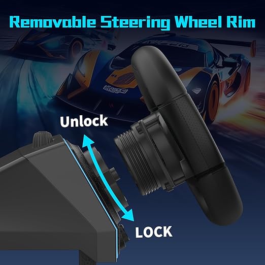 NBCP PC Racing Wheel-1080 Degree Gaming Steering Wheel with and 6-Speed H-Pattern Shifter and Linear Pedal,Sensitivity Adjustment,Angle Locking,Double vibration-Gaming Steering Wheel for PC, PS3