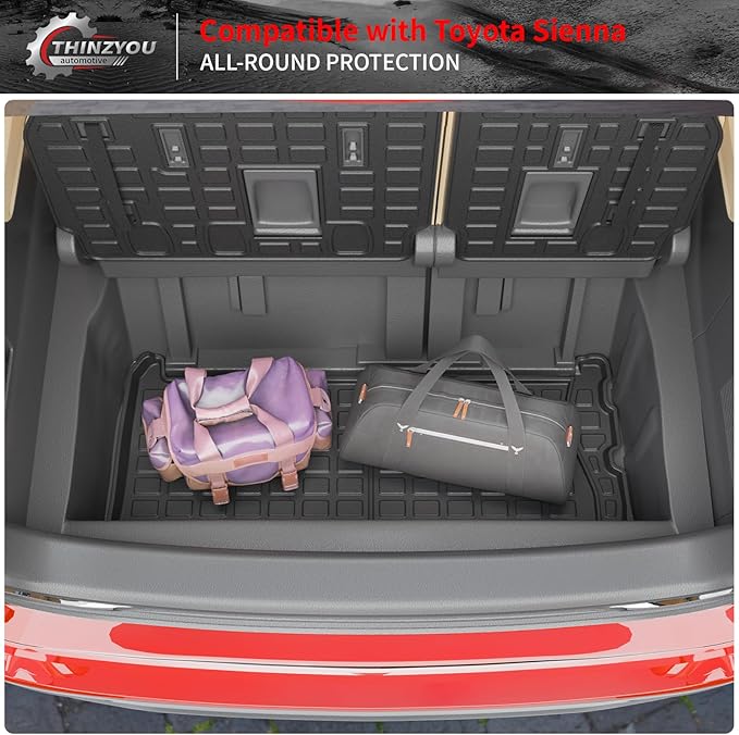 Cargo Mat Compatible with 2021-2025 2026 Toyota Sienna 7&8 Seats Cargo Liner Cargo Mat Trunk Mat Trunk Liner Back Seat Cover 2024 Sienna Accessories (Upgrade Trunk Mat+Backrest Mats)