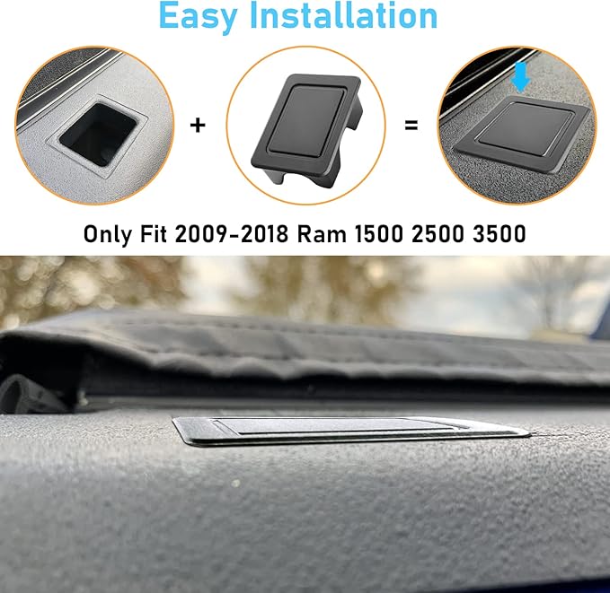 Moonlinks Bed Rail Stake Pocket Covers Compatible with Dodge Ram 1500 2500 3500 2009-2018,Rear Truck Tonneau Covers Stake Holes Caps Plugs (2 PCS)