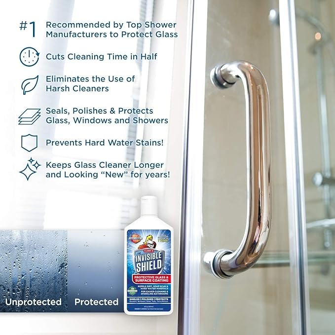 Invisible Shield Glass Essentials Shower Door Protectant and Water Spot Remover Kit 32 oz