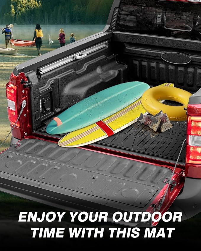 Powerty Truck Bed Mat for Ford Maverick (Gas & Hybrid XL/XLT/Lariat Models) 2022 2023 2024 2025 2026 Accessories All Weather Truck Bed Liner TPE Pickup Bed Mat Black